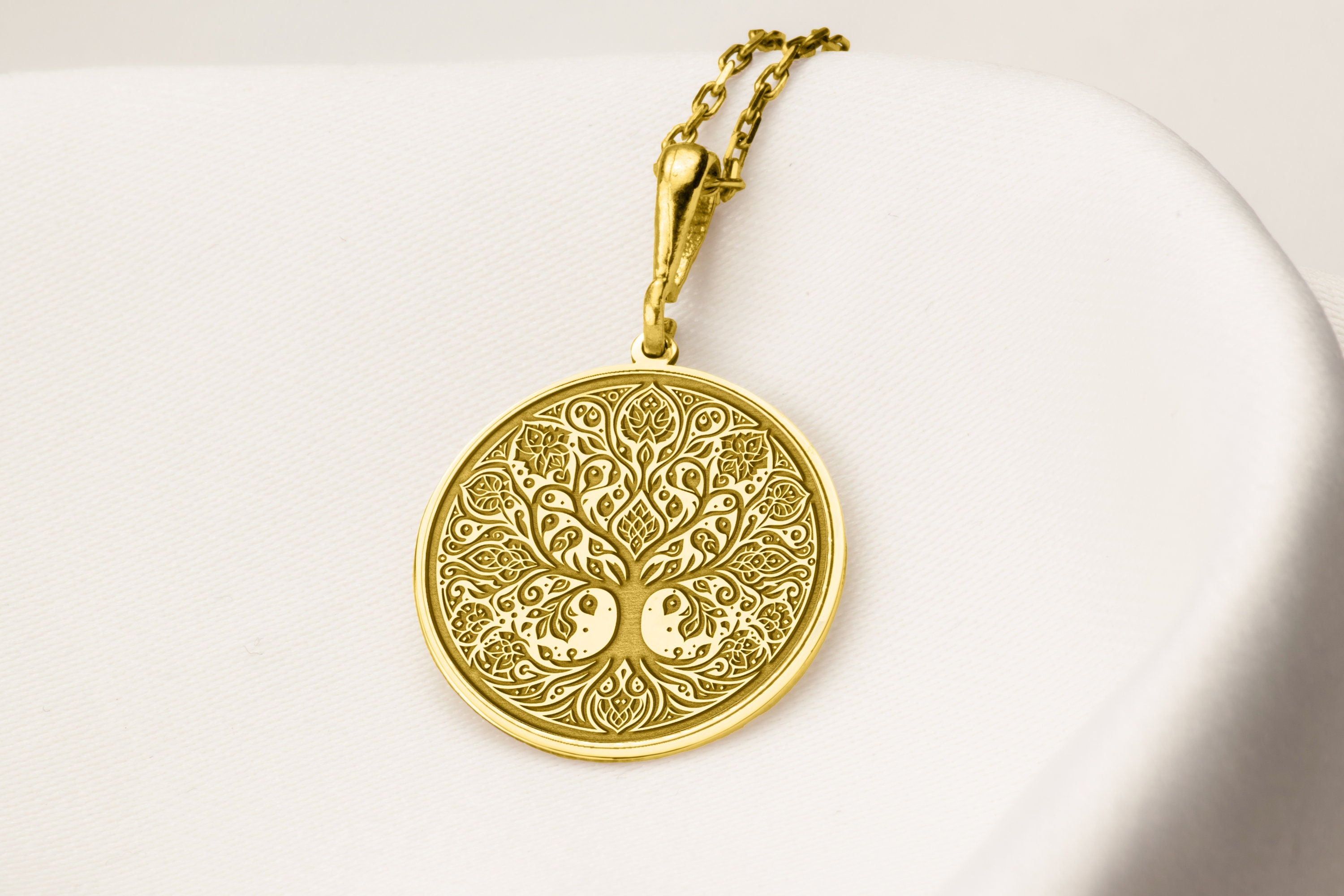 14K Solid Gold Tree of Life Necklace, Yggdrasil Necklace, Family Tree Pendant, Dainty Tree of Life Necklace, Mom Grandma Gift