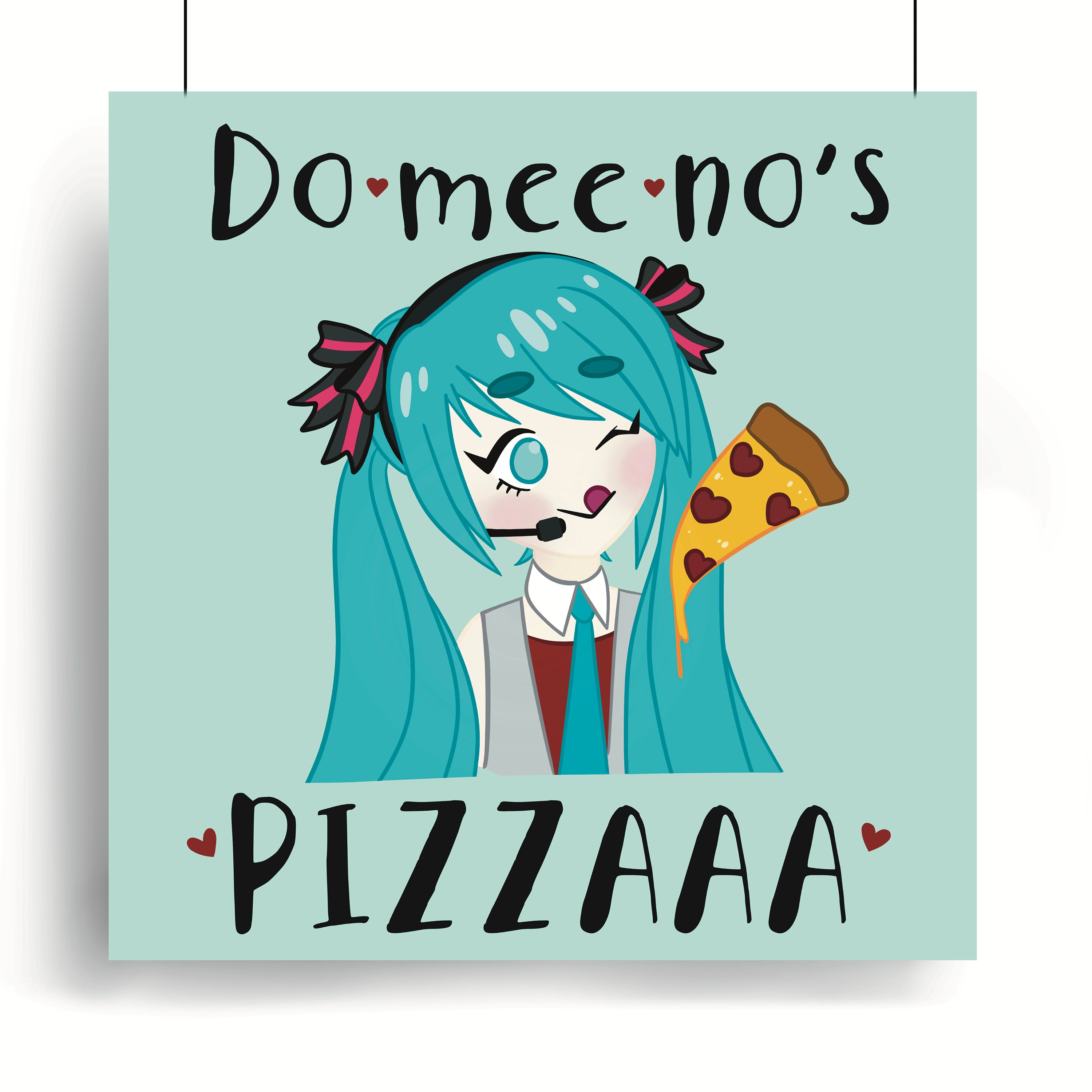 Pizza Miku 5x5 Print - Etsy