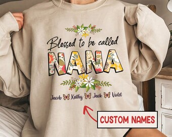 Personalized Blessed To Be Called Grandma Png,  Custom Sublimation Kids Grandkids Name, Floral Grandma Mimi Nana, Mom Life, Mother's Day Png