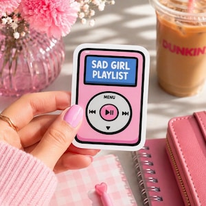 Adesivo stile iPod Y2K / Playlist ragazza triste / Estetica musicale retrò / Adesivo carino da ragazza