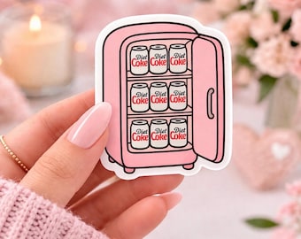 Diet Coke Fridge Sticker | Retro Pink Mini Fridge | Cute Girly Aesthetic | Trendy Drink Lover Decal
