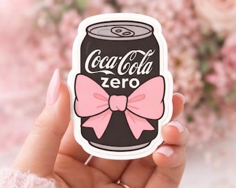 Girly Coke Zero Era Sticker | Pink Bow Soda Aesthetic | Cute Coquette Drink Decal | Trendy Laptop/Water Bottle Sticker