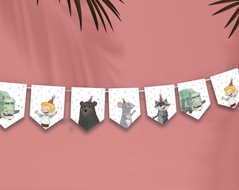 Printable Trash Truck Netflix Birthday Banderines Banners Gran Camión Basurete Cumpleaños infantil Descargar Imprimibles Decoración DYI