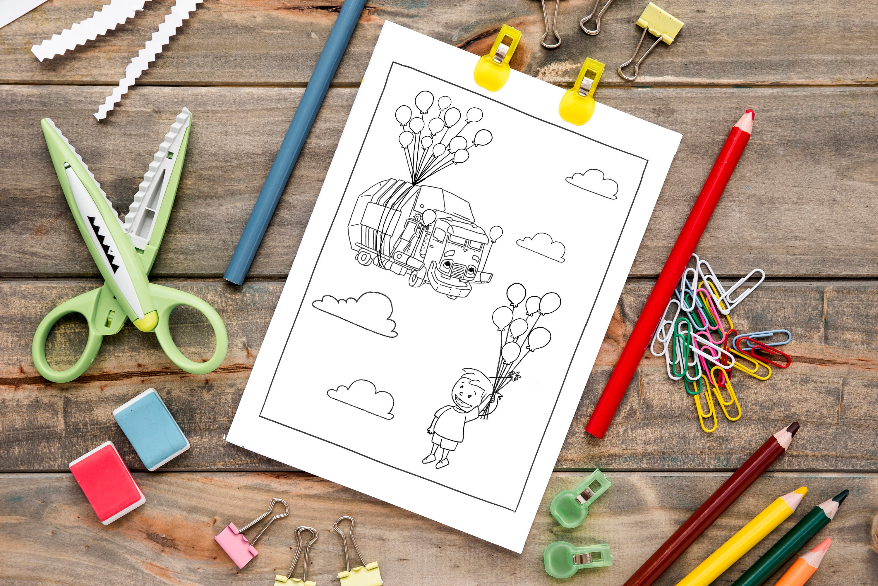 Printable Coloring Page Trash Truck Netflix Birthday Decoration Gran ...