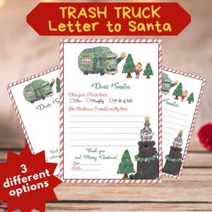 Trash Truck Letter to Santa Printable, Template Wish List Christmas Activity Instant Download Basurete Gran Camión Carta Santa, Xmas Navidad