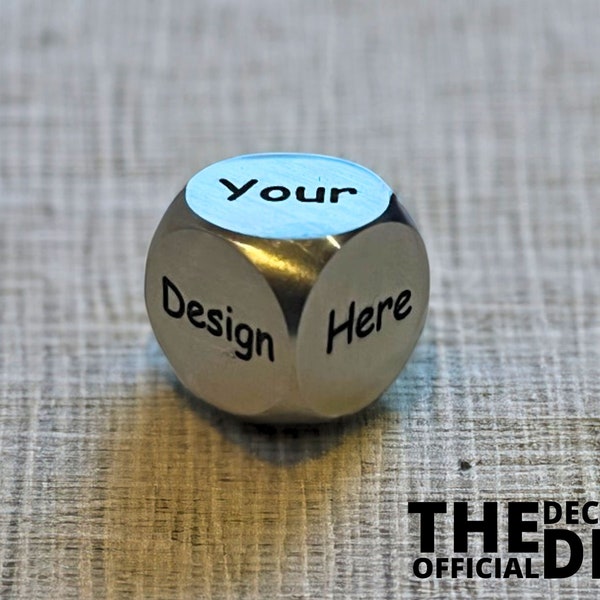 Custom Stainless Steel Anniversary Dice - Personalized Couples Decision Die - Your Design Engraved on Dice