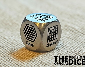 Engraved Stainless Steel Board Game Decision Dice: Couples Game Night