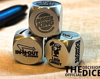 Dados de decisão de fast food em aço inoxidável: jogo para encontros noturnos