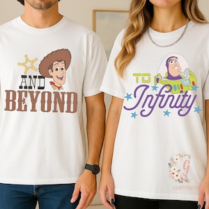 Matching Couple Space Cowboy Shirts, To Infinity And Beyond Tee Set, Cute Travel Outfit for Theme Park or Anniversary Trip
