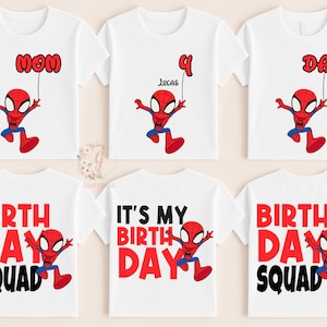 Spider Man Birthday Shirt, Superhero Birthday Boy T-Shirt, Spiderman Family Shirt, Custom Toddler Birthday T-Shirt.