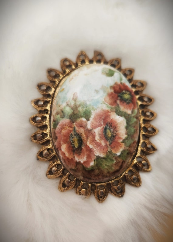 Hand Painted Vintage Brooch