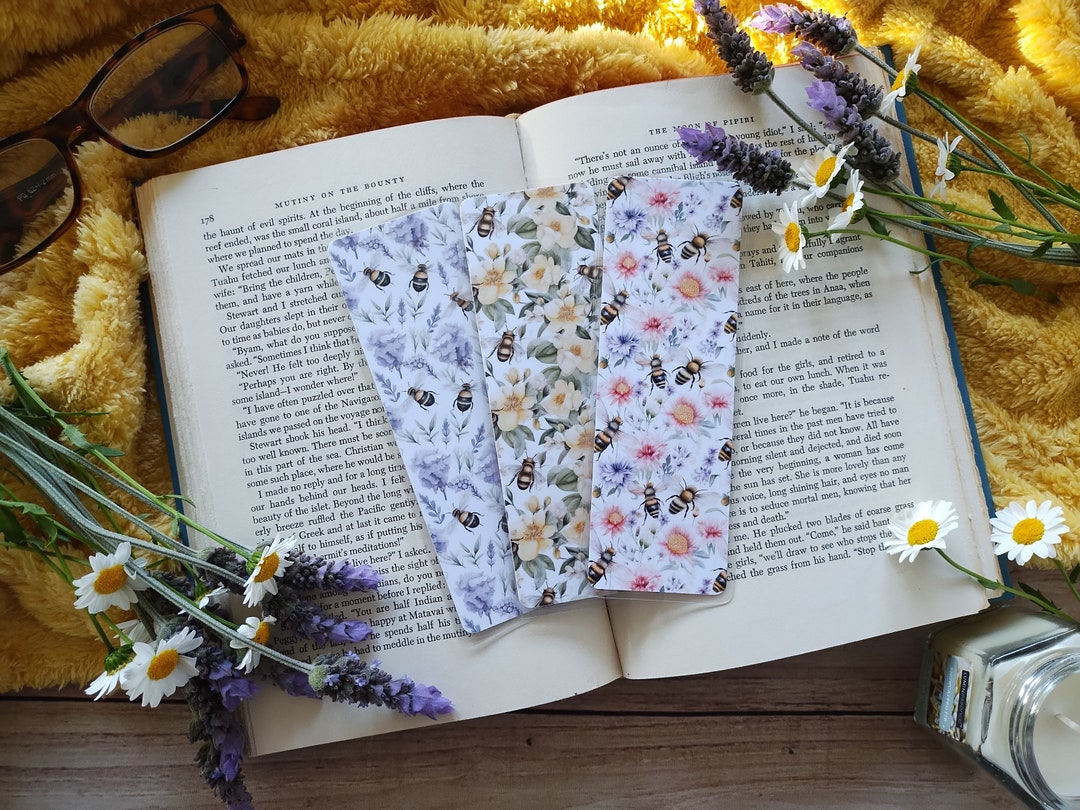 BUSY BEES FLORAL Bookmark Collection Double-sided Laminated Bookmarks ...