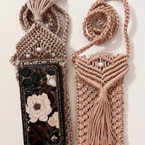 Handmade Macrame Crossbody Phone Bag: Boho Cell Phone Holder