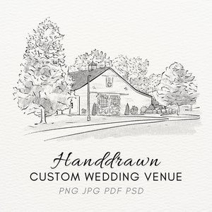 Custom Wedding Venue Illustration Personalized Handdrawn Digital Venue Sketch Wedding Invite Custom Drawing from Photo Illustrated venue