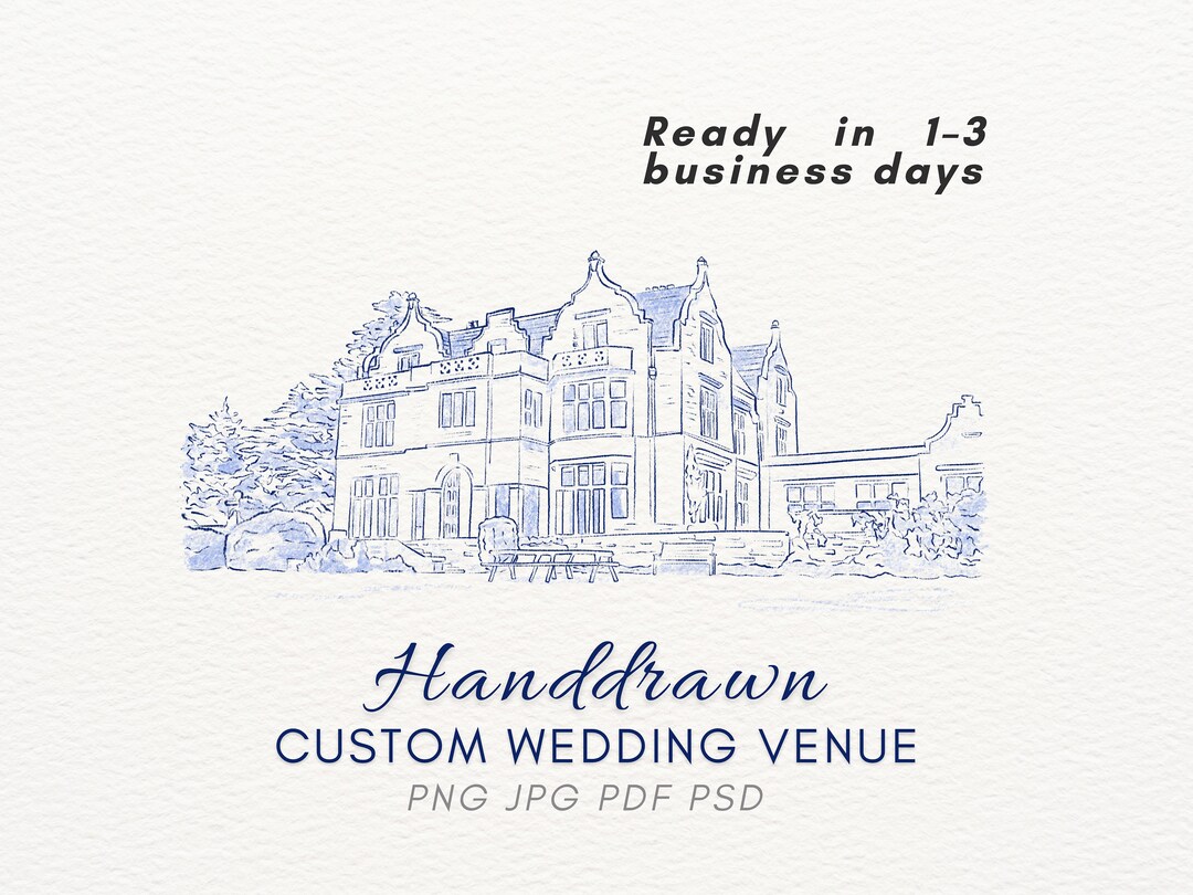 Hand Drawn Wedding Venue Sketch Custom Venue Illustration Wedding ...