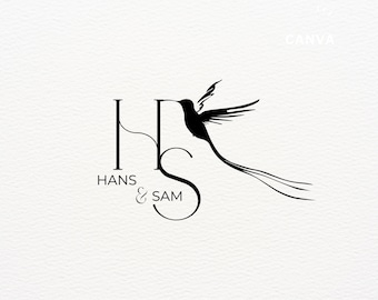 Wedding Monogram Template Canva Couple Wedding Monogram Modern Logo Personalized Wedding Monogram Digital Letter Initial Wedding Logo Design