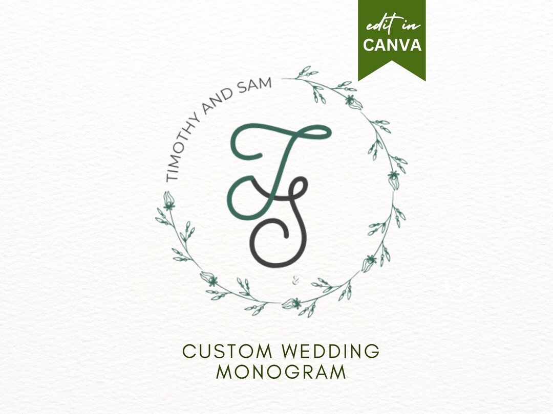 Simple Wedding Monogram Template Floral Wedding Monogram Logo Modern ...