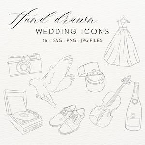 36 Handdrawn Wedding Icons Handdrawn Wedding Illustrations Wedding Timeline Icons Handdrawn Icons Pack Wedding Clipart Wedding SVG Bundle