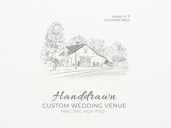 Custom Wedding Venue Illustration Personalized Handdrawn Digital Venue Sketch Wedding Invite Custom Drawing from Photo Illustrated venue