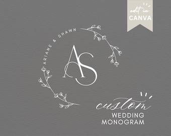 Elegant Wedding Monogram Template Floral Wedding Monogram Logo Modern ...