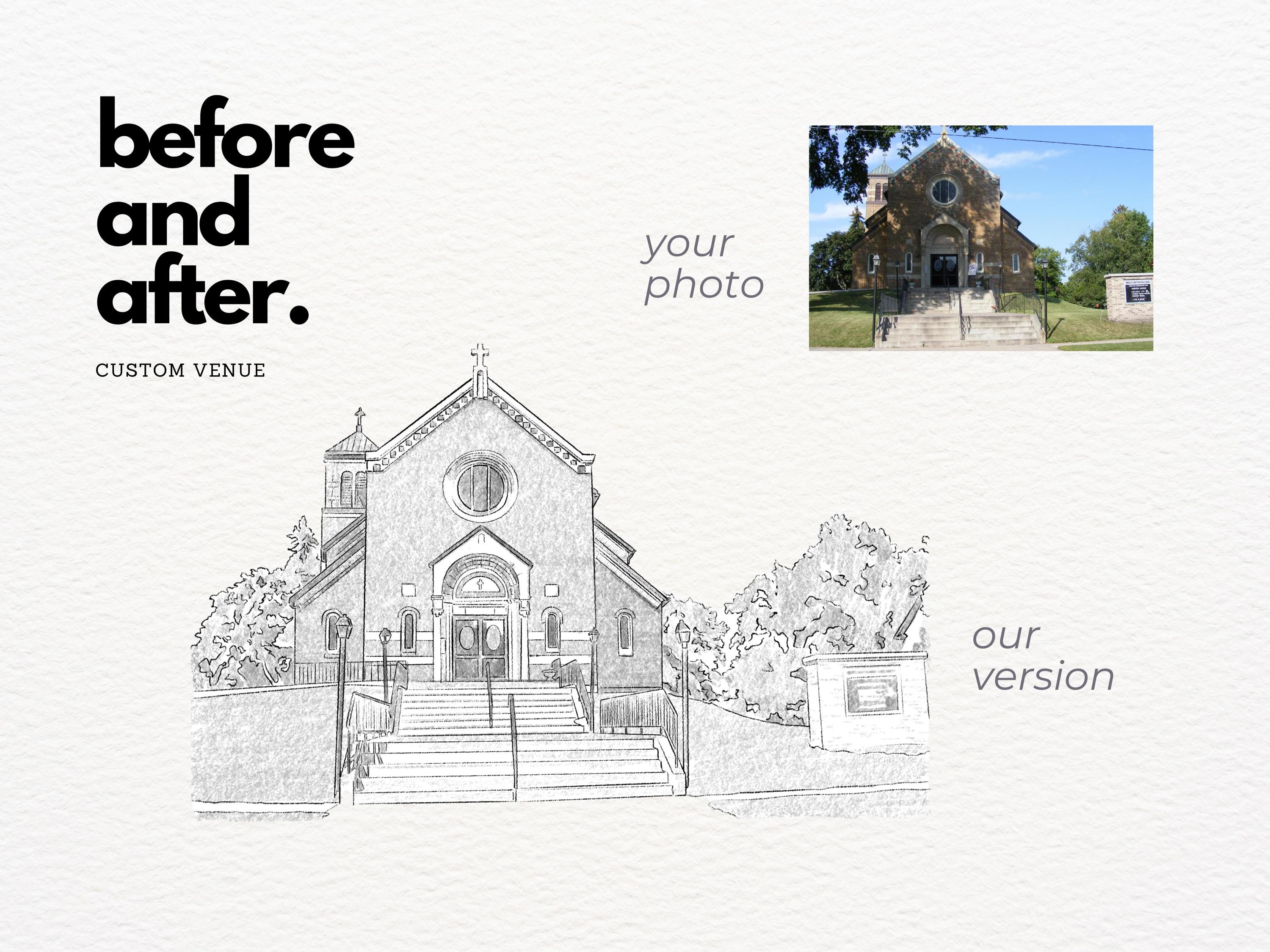 Custom Wedding Venue Illustration Personalized Handdrawn Digital Venue ...