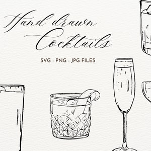 24 icônes de cocktail dessinées à la main numérique cocktail Clipart boisson classique Illustration Bar menu Art boisson graphique personnalisé Signature Cocktail