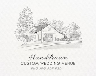 Custom Wedding Venue Illustration Personalized Handdrawn Digital Venue Sketch Wedding Invite Custom Drawing from Photo Illustrated venue