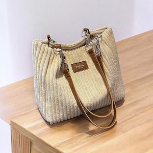 Mode-Cord-Geldbeutel, Geldbörse mit großer Kapazität, Schultertasche Geldbörse, Doppelriementasche, Leder-Einkaufstasche, stilvolle Geldbörse, glatte Tasche
