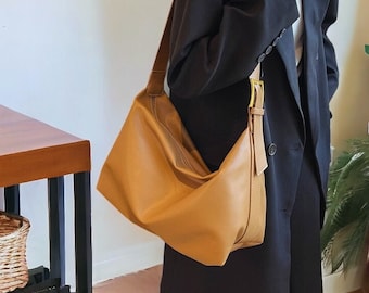 PU Leather Crossbody Shoulder Purse, Spacious Zip Bag