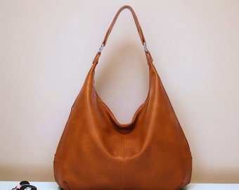 Soft Leather Hobo Bag, Chic Shoulder Tote