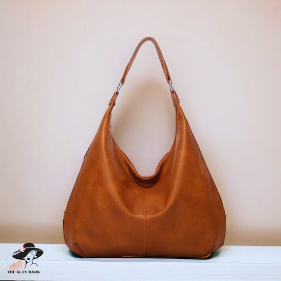 Soft Leather Hobo Bag, Chic Shoulder Tote