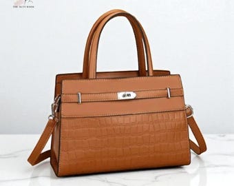 Large PU Leather Shoulder Bag, Multi-Pocket Crossbody Purse