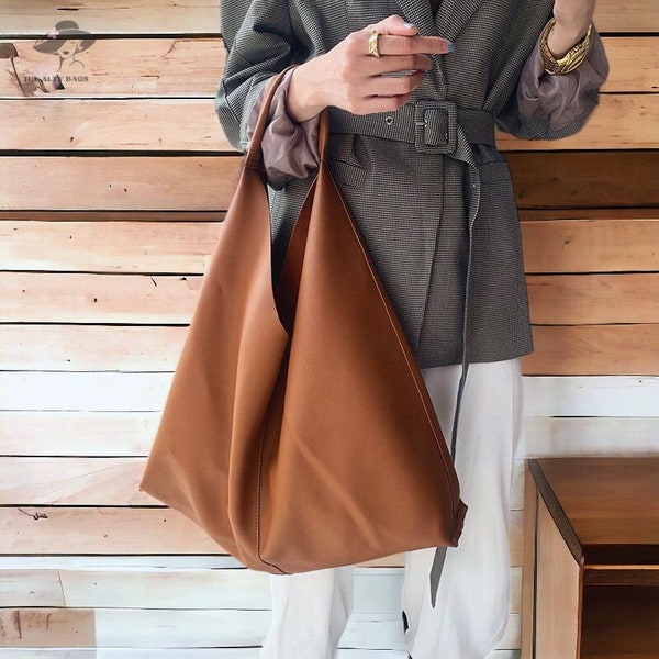 Stylish Leather Shoulder Bag, Smooth Leather Tote Bag, Hobo Shoulder Bag, Spacious Capacity Purse, Leather Shoulder Bag, Woman Purse