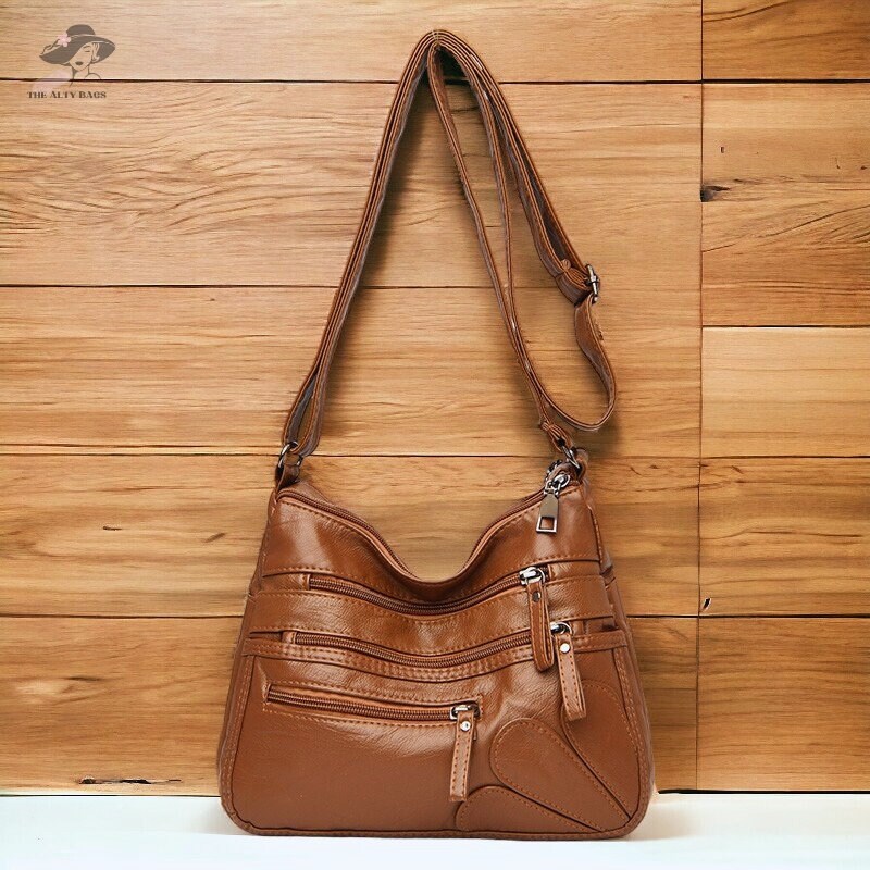 Men Retro PU Soft Leather Large Capacity Backpack Waterproof Breathable Front Pocket Design Shoulder Bag