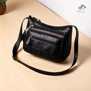 Soft Leather Shoulder Bag, Leather Large Capacity Bag, Woman&#39;s Shoulder Purse, Crossbody Purse Bag, Multi-Pocket Purse, Gift for Her