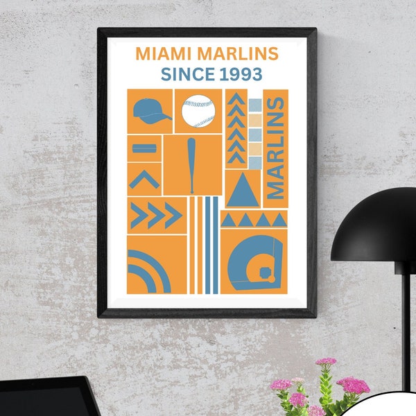 Baseball Printable wall Art baseball gift man cave Miami Marlins baseball digital download for baseball fans