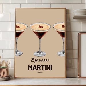 Trendy vintage Espresso Martini Cocktail Poster digital Download bar cart decoration easy to download and print