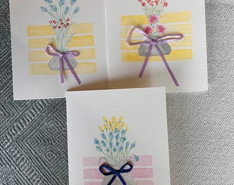 Hand Painted Watercolor blank cards with envelopes. Mother’s Day, thank you, thinking about you, Valentine’s Day, pack of 1/3/5