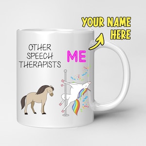 Funny Speech Therapist Gift Mug Personalised | Unicorn Gift Idea for SLP | Best Speech Language Pathologist Gift For Him & Her