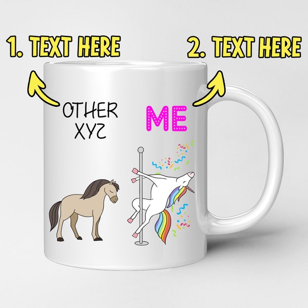 Personalised Unicorn Mug | Custom Text Mug Funny Personalised Gift | Custom Gift for Him and Her | Other & Me Unicorn Mug | Design Your Mug