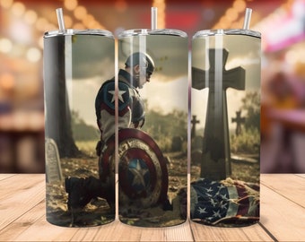 Envoltura de vaso del Capitán América Envoltura de vaso del día conmemorativo 20 oz