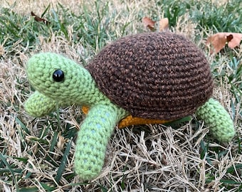 Tortuga de peluche hecha a mano a crochet, producto terminado, NO es un patrón