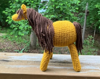 Patrón de caballo de crochet para principiantes, solo descarga digital, instrucciones para hacer un peluche de crochet.