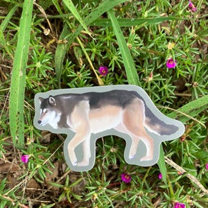 Matte Vinyl Grey Wolf Sticker: Realistic Die Cut Decal