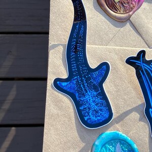 Bioluminescent Blue Whale Shark Sticker: Glossy Vinyl original art