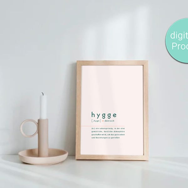 Digital Print / Hygge Poster auf deutsch / Hygge Definition / Einrichtung / Wandbild / Geschenkidee / Schweden / minimalistisch