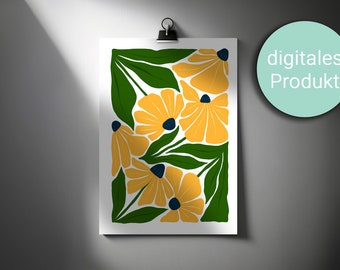 Digital Art / Print Flower / Blumenmotiv / Poster / Wohn-Deko / fröhliches Design (Format 2:3)