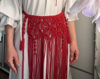 Handmade Ukrainian Zapaska Belt | Floral Macrame Fringe Sash (Custom Fit)