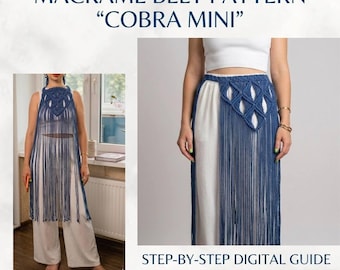 Macrame Tutorial | Cobra Mini Pattern | Boho Waist & Neck Accessory | PDF and Video Guide