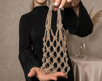 Gold Macrame Evening Bag | Shimmering Handmade Party Wristlet